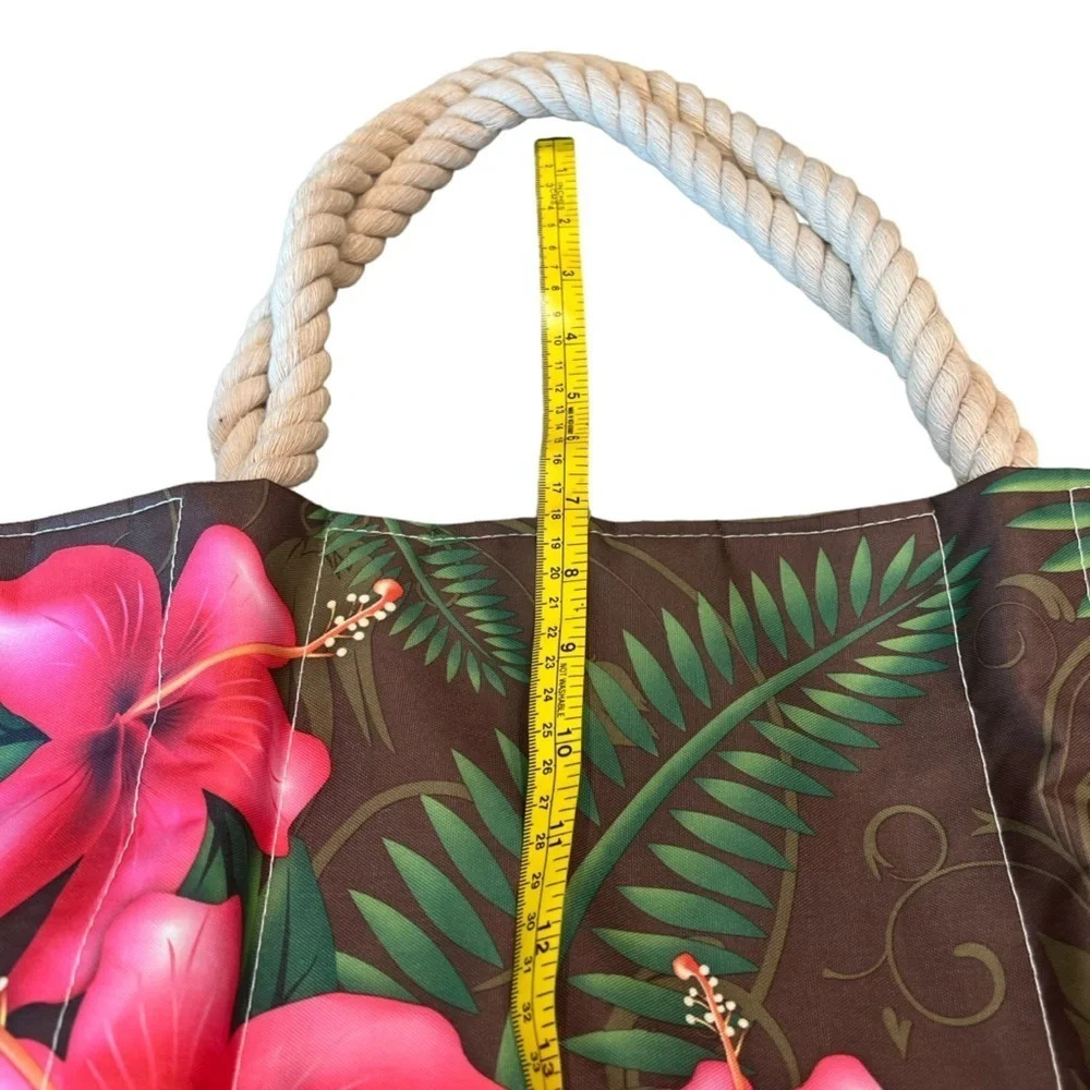 Tropical Print Tote Bag With Rope Handle - Picture 14 of 16